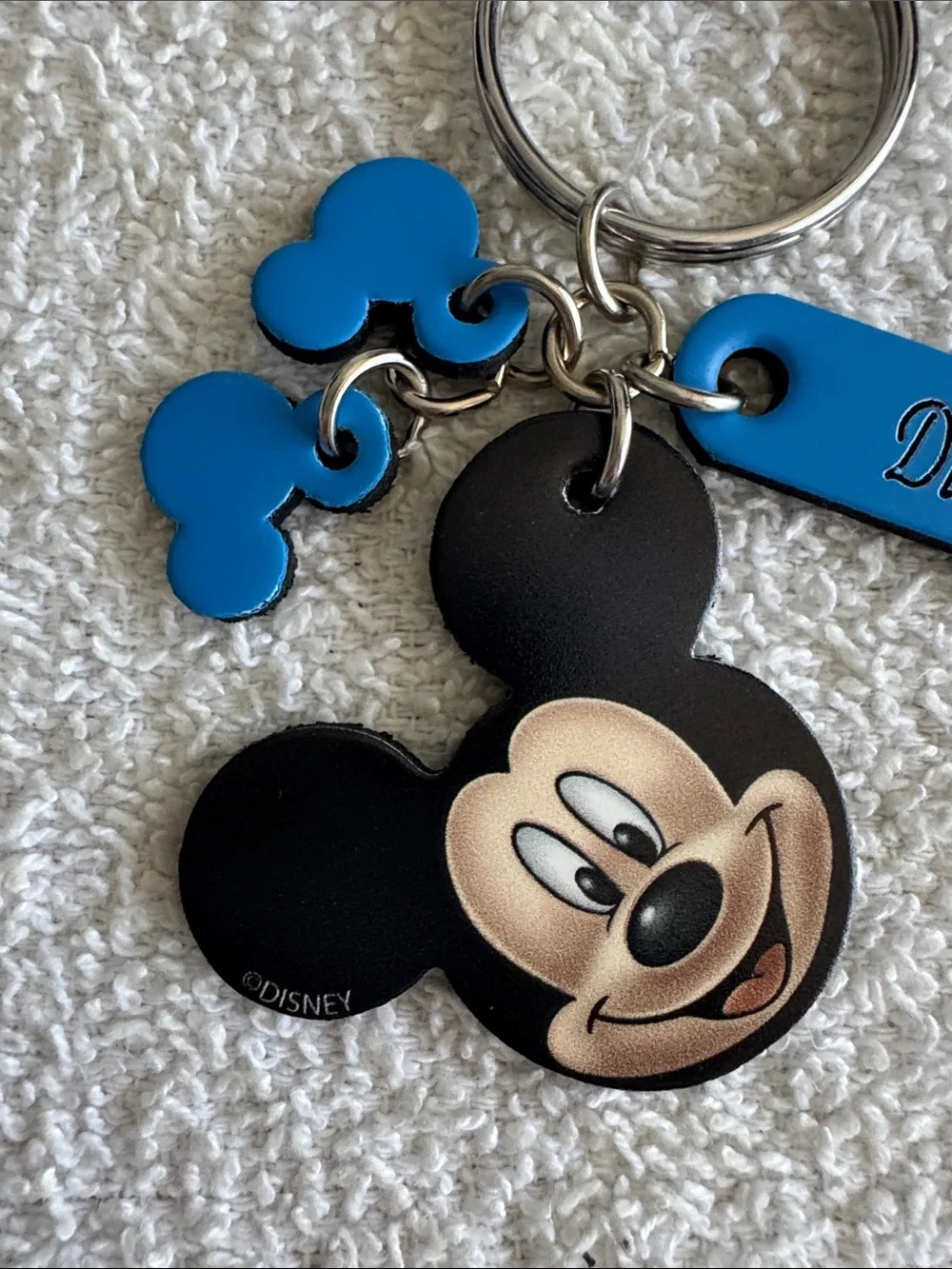 Disney Mickey Mouse Black and Blue Disneyland Leather Keychain Bag Charm